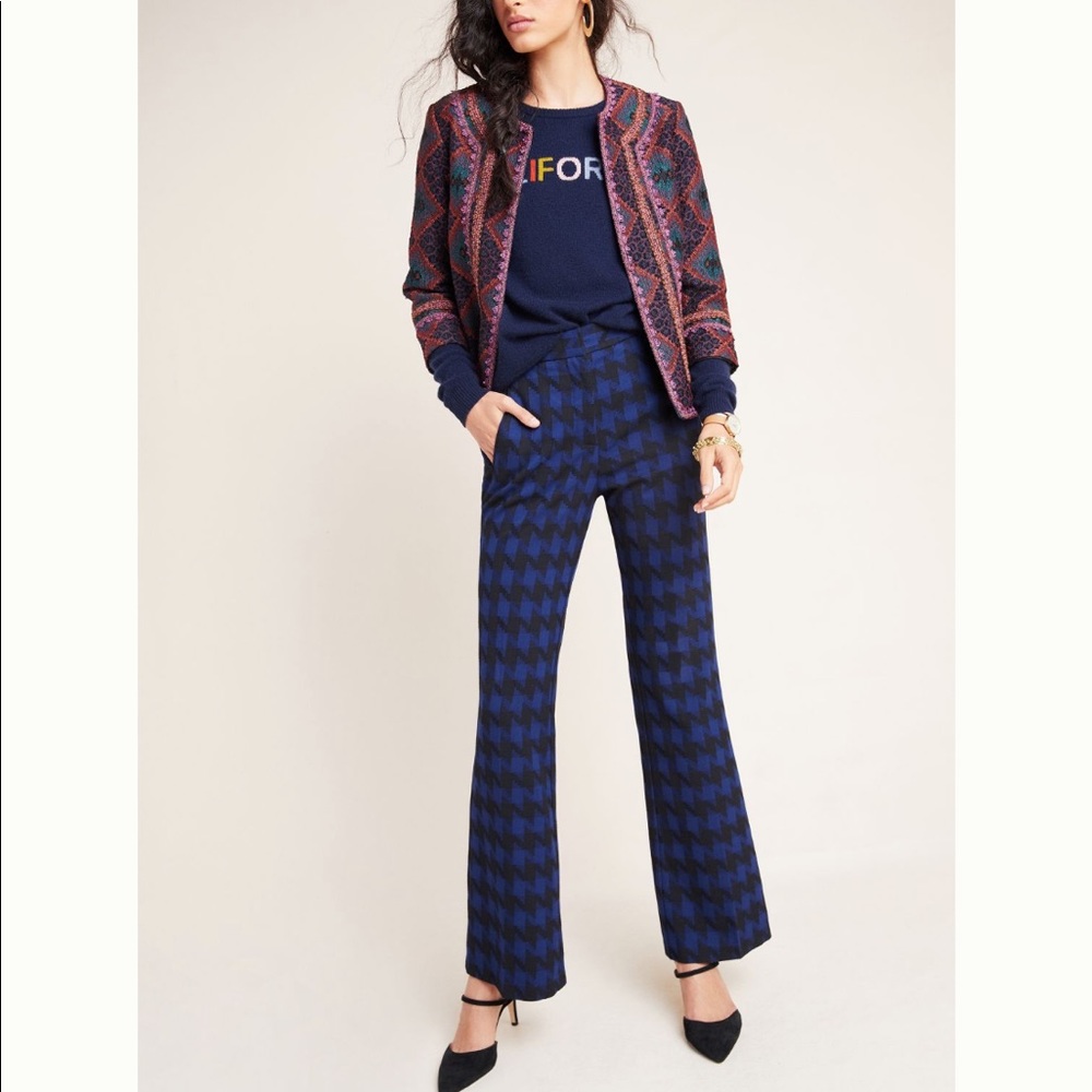 Anthropologie Wiley Windowpane Bootcut Trousers